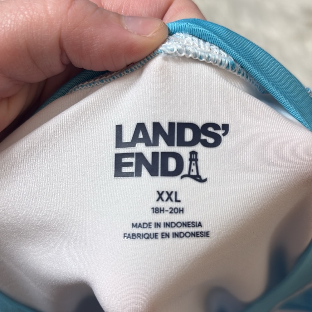 NEW In Packaging Lands End Youth Husky XXL 18-20 Sharks Swim Rash Guard Shirt - Picture 5 of 9